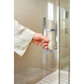 NovaNectar Square Ladder Pull Back-to-Back Handle, 304 Stainless Steel Bathroom Shower Door Replacement Hardware, H Shape Tube Handle for Sliding Frameless Shower Door Panel (Chrome, 6 Inch)