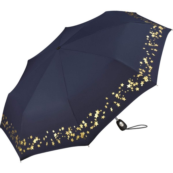 Pierre Gardin Easymatic Light Etoile Metallique Pocket Umbrella, Gold Border,