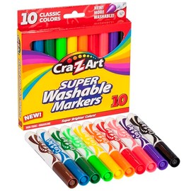 Cra-Z-Art Classic Super Washable Markers, Broad Tip, Assorted Barrel, Assorted Ink, Pack Of 10 Markers
