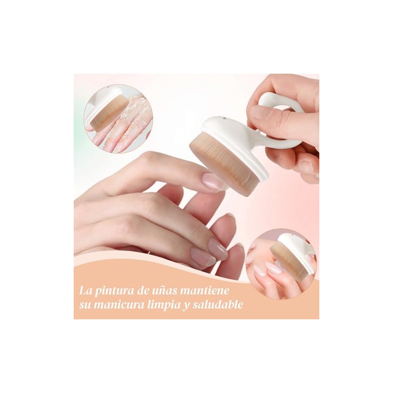 CHERIMOYA Brocha Quitapolvo Para Uñas Profesional Tapa Protectora-Blanco