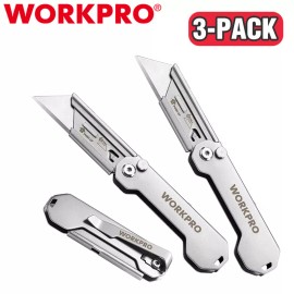 WORKPRO Folding Utility Knife Quick Change Blades Box Cutter EDC Stainless Steel