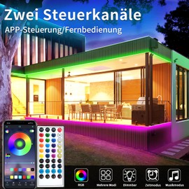 segrass Neon LED Strip 5 m, with Remote Control, App Control, IP65 Waterproof Flexible Neon RGB Strips, 24 V LED Strip Neon Rope Lamp, Applicable to Bedroom, Room and Outdoor Decoration