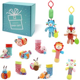 Baby Hanging Rattle, Wrist Rattles Foot Finder Rattle Sock, Hand and Feet Rattle Toy, Newborn Present Baby Shower Birthday Gift Set for0 3 6 9 12 24 to 36 Months Babies(12 E)