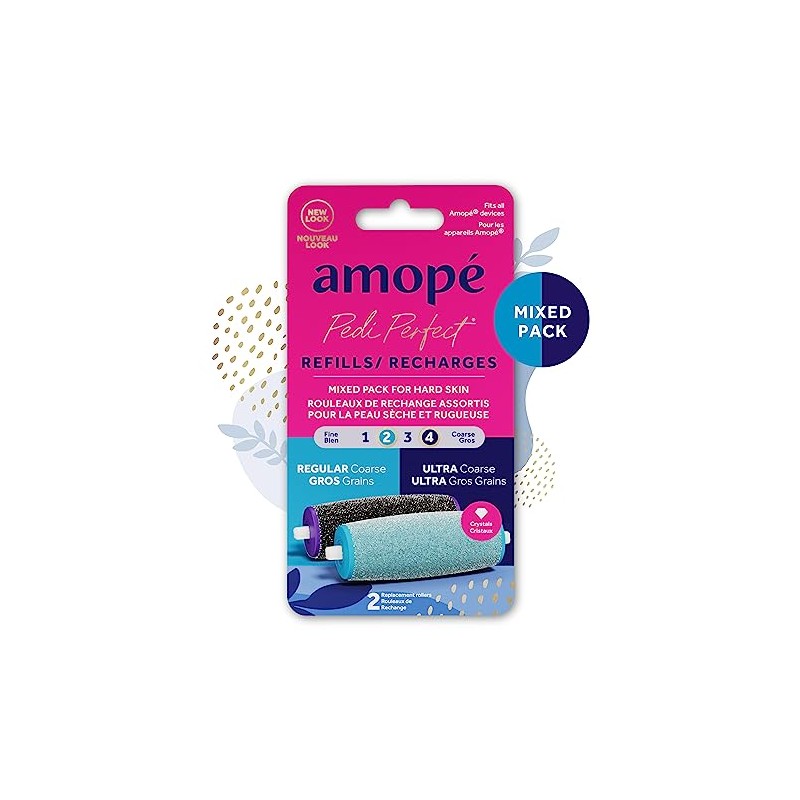 Amopé Pedi Perfect Foot File Replacement Roller Heads with Diamond