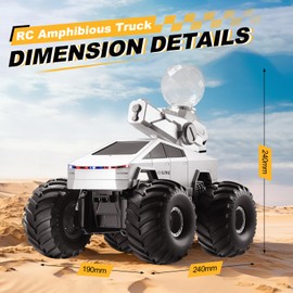 Fippy Cybertruck RC Car, 1:16 Cyber Truck Remote Control Car, 2.4GHz Amphibious Remote Control Monster Truck Cybertruck Toys, 4WD All-Terrain Waterproof Off-Road Pickup RC Vehicle with Water Squirt