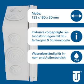 Unitec 40209L Junction Box For Surface Mounting IP65 162 x 116 x 76 mm