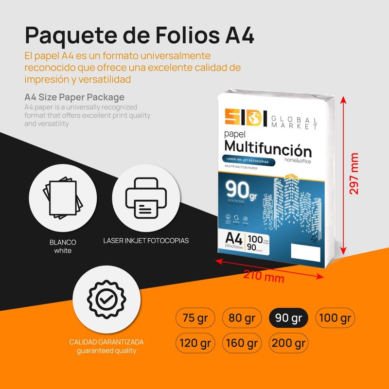 A4 Paper 90g A4 Printer Paper Folios for School, Work