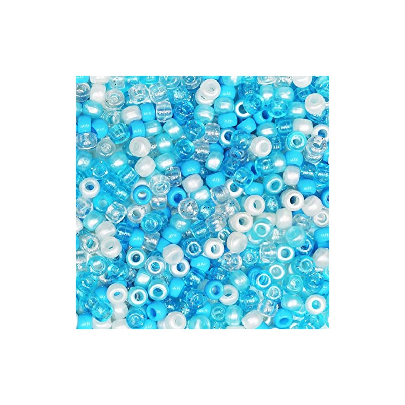 VOOMOLOVE 1000 PCS Bule Mix Pony Beads - Bracelet, Hair
