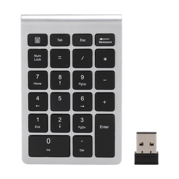 Portable 22 Keys Number Pad, Cordless Numeric Keypad USB 2.4G