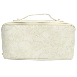 Makeup Cosmetic Bag Large Capacity Embossed Pattern Multifunctional Divider PU Leather Make Up Toiletry Bag for Travel