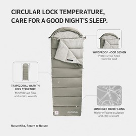 Naturehike Camping Sleeping Bag - 3 Season Warm & Cool Weather - Summer, Spring, Fall, Lightweight, Waterproof for Adults & Kids - Camping Gear Equipment, Traveling, and Outdoors (M180, Left Zipper)