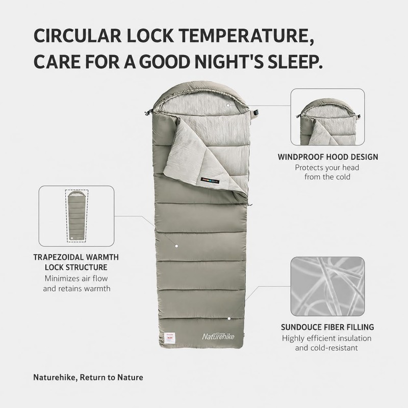 Naturehike Camping Sleeping Bag - 3 Season Warm & Cool