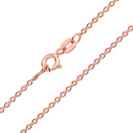 Simple Thin 2MM Rose Gold Plated .925 Sterling Silver Rolo Cable Chain Necklace For Women 16 Inch