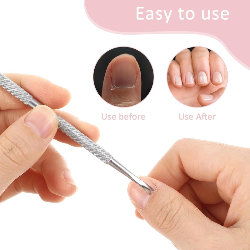 Cuticle Pusher Tool, Professional Nail Tools Set With 50 Grit