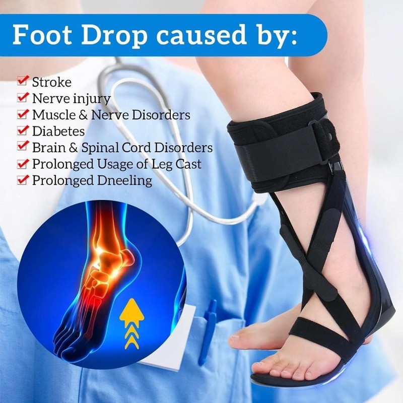 Tairibousy Medical AFO Foot Drop Support Stabilizer (Right - Large)