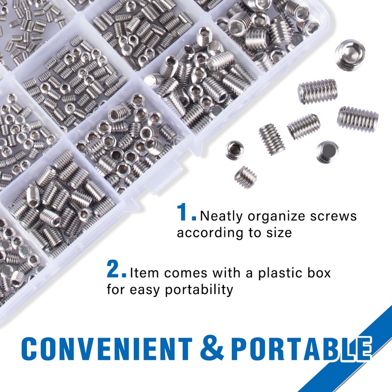 EilxMag 830pcs Set Screw Assortment Kit, Standard SAE + Metric
