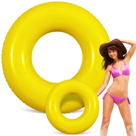 Vertintong Inflatable Pool Floats for Women 41 Inch Swimming Pool Rings Summer Tubes for Floating Beach Pool Summer(Yellow)