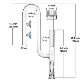 JARDLI Glass Lily Pipe Inflow with Surface Skimmer for Aquarium Planted Tank