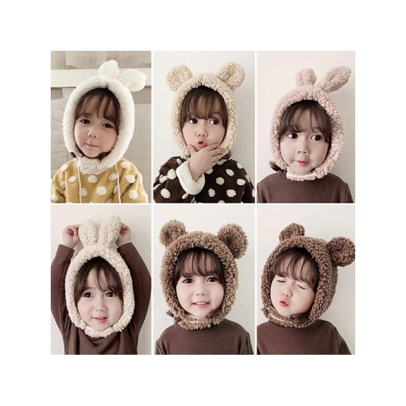 lua Citron Bear & Rabbit Ears, Fluffy, Warm, Hat, Bonnet,