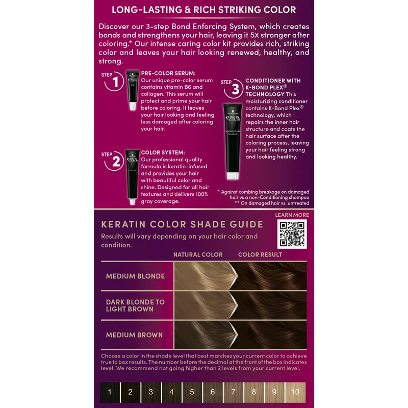 Schwarzkopf Keratin Permanent Hair Dye Cream, 4.0 Cappuccino, Professional Quality