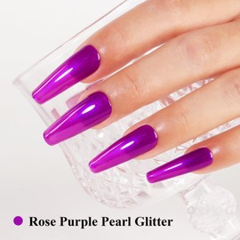 Imtiti Pearl Gel Nail Polish, Rose Purple Glitter Pearl Gel Polish Diamond Shimmer Sparkle Soak Off UV LED Nail Gel Polish Autumn Winter Gel Polish Manicure Gel Nail Kit 10ML