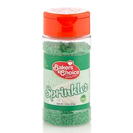Green Sprinkles Colored Jimmies – Dessert Topping For Cooking, Baking and Decorating Ice Cream, Cupcakes and Sundaes – Dairy Free, Kosher - 10 oz. - Baker’s Choice