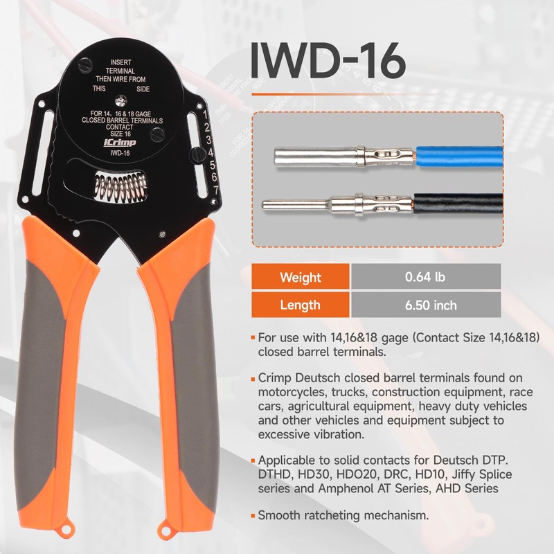 iCrimp Deutsch Crimp Tool Kit, Closed Barrel Crimper 4 Way