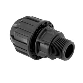 H2O-Flex® Black Edition 20 PP Fitting with 1/2 Inch Male DVGW Clamp Connector 20 PE Screw Connection with 1/2 Inch Male Thread for 20 mm PE Pipe Screw Connection Adapter