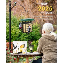 iBorn Double Suet Feeder- Metal Roof Bird Feeder with Taller Grid for Woodpeckers, Suet Cake Cage Bird Feeder for Outdoors Hanging,Easy-Clean & Refill,Green (1 Pack)