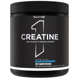 Rule 1 Proteins Rule 1 Creatine Powder C Pure Micronized Creatine Monohydrate for High-Intensity Exercise and Lean Body Mass Support, Flavored and Unflavored (30 Servings, Blue Raspberry)