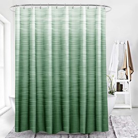 Xlabor Colour Gradient Shower Curtain 240 x 200 cm Waterproof Anti-Mould Fabric for Bathroom Green 180 x 200 cm