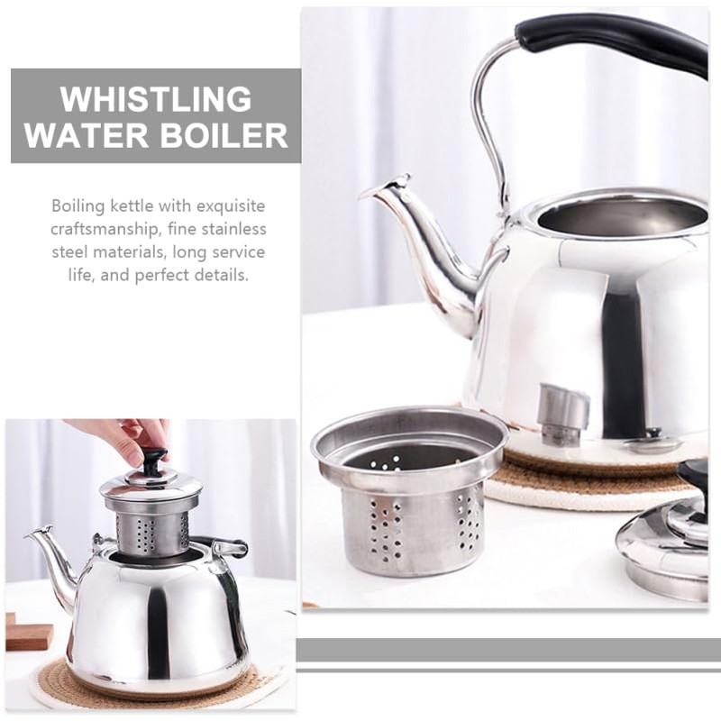 PRETYZOOM Stainless Steel Whistling Tea Kettle with Built-in Tea Strainer