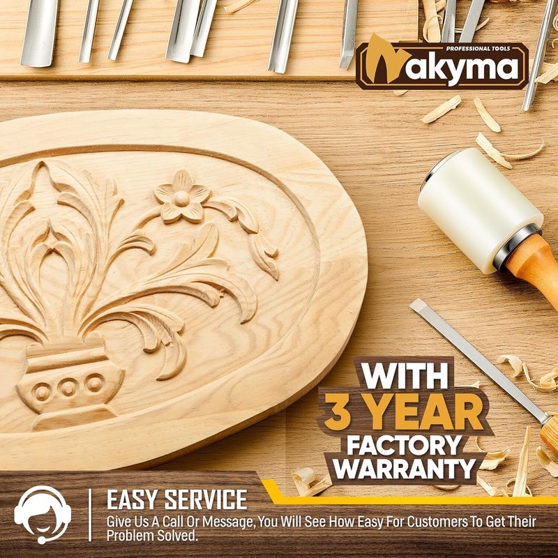 Nakyma Wood Carving Kit of 12 Wood Chisels with Canvas