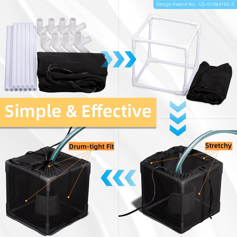 Fineday Pond Filter, Anti-Clogging Cube Outdoor Mesh Water Pump Barrier