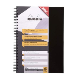 Rhodia - Ref 119232C - Hardback Casebound Business Book (160 Pages) - A4 Size, Lined Rulings, 90gsm Vellum Paper, Year Planner on the Inside Front Cover - Black Cover