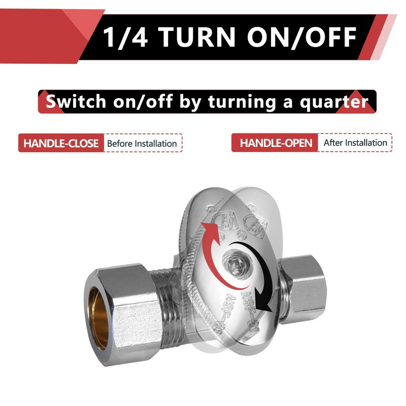 2-Pack EFIELD Straight Stop Valve 1/2" Nominal (5/8" OD) Compression