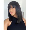 ISEE HAIR Bob Straight Wig with Bangs Human Hair Glueless