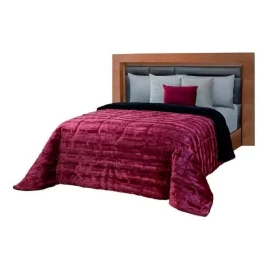 Colchas Elefantito Cobertor Borrega Mink King Size Vino Burdeos