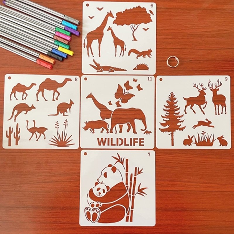 Heizi 16 Pcs Animal Stencil Sheets Cute Animal Drawing Templates