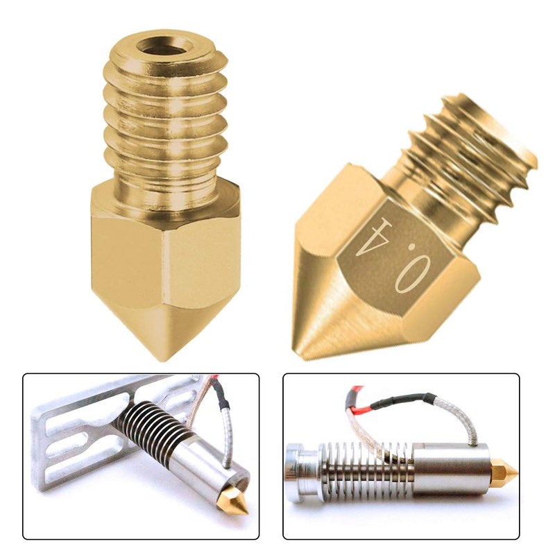 Saipor 12pcs 0.4mm Nozzle Printhead Brass 3D Printer Nozzle M6