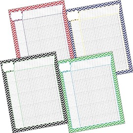Barker Creek Incentive Chart Set of 4, Nautical Chevron, 4 Incentive Charts, Each with a Stylish Chevron Pattern in One of These Four Colors -- Navy, Green, Red and Black, Charts measure 17" x 22" (567)