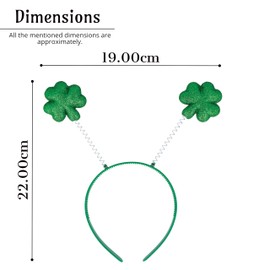 Lizzy 2 x Glitter Irish Clover Leaf Head Boppers Headband St Patricks Day Shamrock Hats Clover Green Fancy dress Irish Accessories Costume Favors for Women Girls