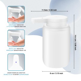 Mamiddle Soap Dispenser Automatic ABS with Sensor Infrared Foam Soap Dispenser Electric IPX5 Waterproof USB-C Charging with Sensor Infrared Motion Sensor for Kitchen and Bathroom (White - ABS)