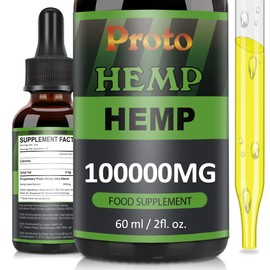 ProtoHemp Natural Oil,Contain MCT Oil, NO GMO,GMP Standards, Add Fatty Acid-Omega 3-6-9, Vitamin C-E. (60ml-100000mg)
