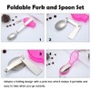 3 PCS Foldable Stainless Steel Spoons Fork with Case Portable