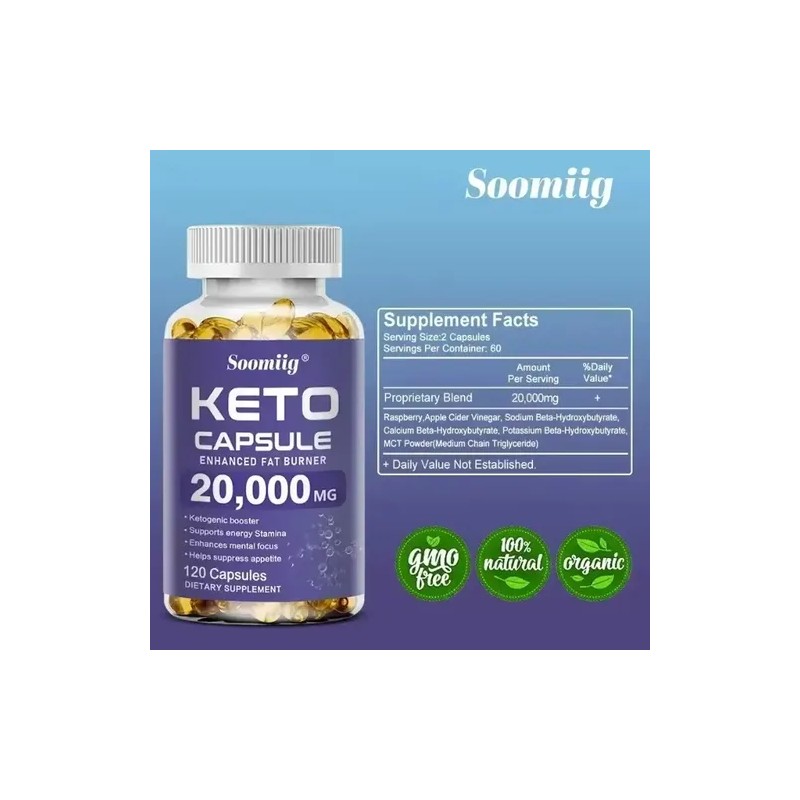 Capsulas Keto, Quemador Grasa, Natural 120 Caps Extra Fuerte