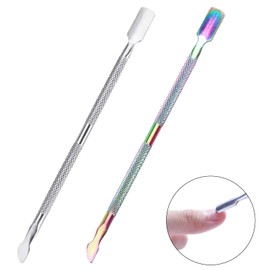 2PCS Cuticle Pusher and Cutter, Stainless Steel Dual Head Cuticle Remover Tool Manicure and Pedicure Tool for Fingernails and Toenails