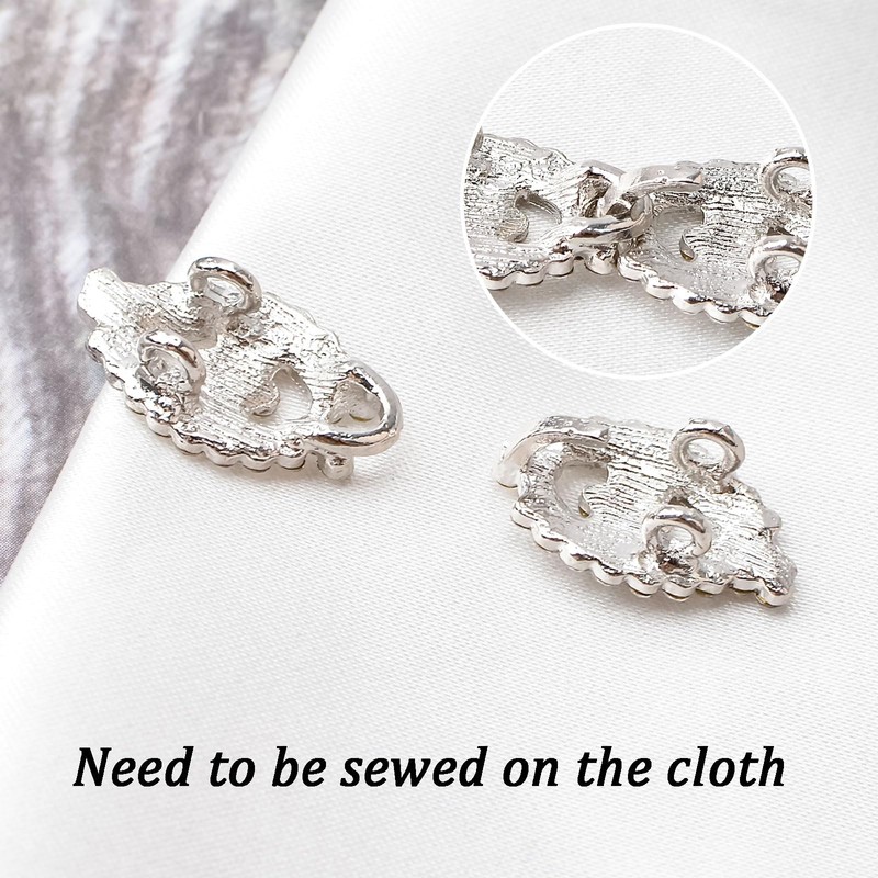 WANDIC Cloak Clasp Fasteners, 3 Pcs 3.4CM Silver Clips with