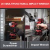 BRPOM 21V Cordless Electric Impact Wrench Gun 1/2'' with 2x
