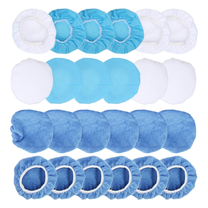 24 Packs Polishing Bonnet 6in/150mm Microfiber Nonwoven Cotton Buffing Pads